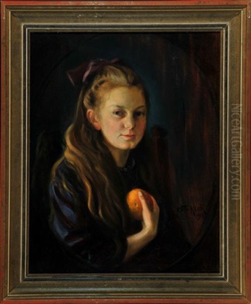 Portrait Auguste Linz Als Madchen Mit Orange (geb. Fischer, Lindenberg/allgau) - view 1
