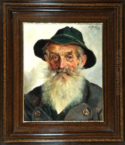 Portrait Eines Alten, Bartigen Herren In Trachtenjacke Und Mit Hut