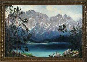 Blick Uber Den Eibsee Auf Das Zugspitzmassiv