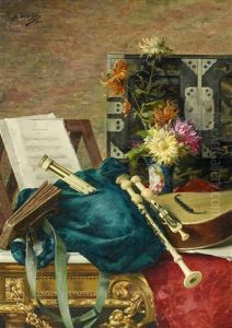 Stillleben Mit Musikinstrumenten by Desire de Keghel