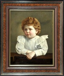 Portrait Eines Kleinen Madchens Im Weisen Spitzenkleid by Jozsef Kegyes