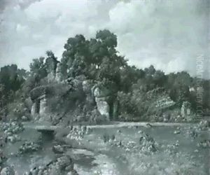 Erlangen. Parkanlage (der Universitat?) Mit Hohlen Und      Denkmal Mit Aufgeklebter Inschrift. Dem Verdienten..... by Karl Kehr