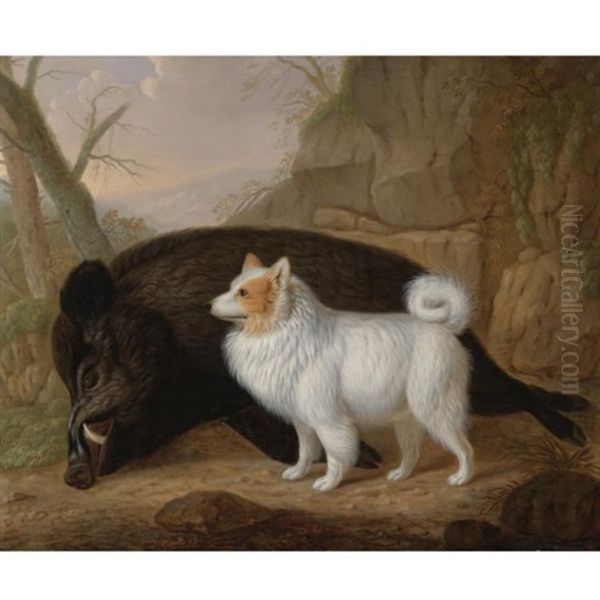A Giant German Spitz With A Wild Boar - view 1