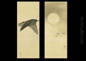Dim Moon And Cherry Blossoms (pair) by Matsumura Keibun