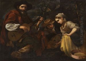 Suonatore Di Chitarra Con Ragazzetto E Bambina