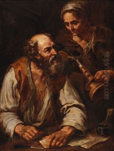 Sealing A Letter (allegory Of Fire) by Bernhard Keil, Monsu Bernardo