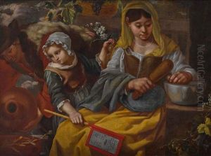 Kuchenszene Mit Einem Bauernpaar Und Einem Madchen by Bernhard Keil, Monsu Bernardo