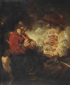Huntsman At Rest Making Music In A Forest by Bernhard Keil, Monsu Bernardo