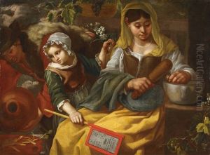 A Savojard Family In The Kitchen by Bernhard Keil, Monsu Bernardo