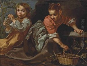 Allegory Of Autumn, Or Taste: Two Children With A Basket Of Grapes Allegory Of Autumn, Or Taste: Two Children With A Basket Of Grapes