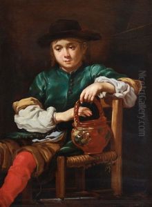 Sittande Yngling Med En Kruka, Arstidsallegori by Bernhard Keil, Monsu Bernardo
