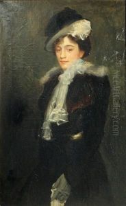 A Portrait Of A Lady In A Black Hat by Jacques Baugnies