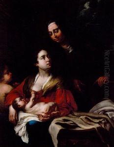 Maria Med Jesusbarnet Far Besog Af Elisabeth Med Johannes (doberen) by Bernhard Keil, Monsu Bernardo