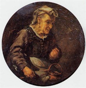 Portrait D'une Paysanne Filant La Laine