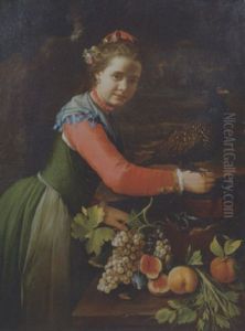 A Young Woman With A Pheasant Perched On Her Hand