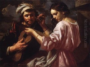A Young Man And A Girl Using Musical Instuments A Young Man And A Girl Using Musical Instuments
