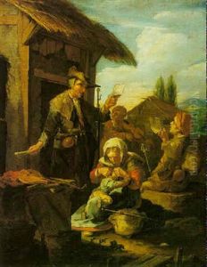 Peasants Singing And A Woman Delousing Her Child Outside At An Inn Peasants Singing And A Woman Delousing Her Child Outside At An Inn