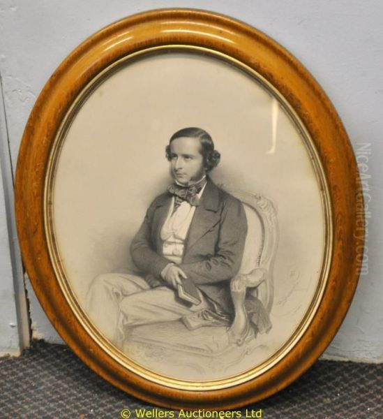 Oval Three-quarter Length Portrait Of A Seated Gentleman - view 1