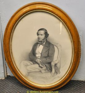 Oval Three-quarter Length Portrait Of A Seated Gentleman by Charles Baugniet