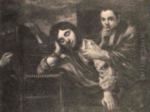 Two Boys Playing A Practical Joke On A Third Boy