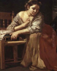 Bildnis Einer In Nachdenken Versunkenen Jungen Frau by Bernhard Keil, Monsu Bernardo