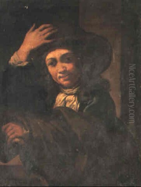 A Boy About To Doff His Hat - view 1