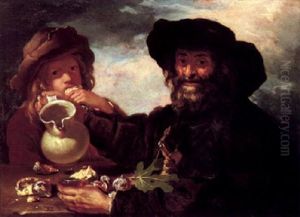 An Allegory Of Taste - An Old Man And A Boy Eating Figs And Drinking Wine