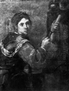 A Study Of A Young Girl Holding A Large Veterinary Syringe, Watched By A Seated Cat On A Wall by Bernhard Keil, Monsu Bernardo