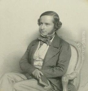 Belgian -- Portrait Of A Gentleman Seated Three-quarter-length Holding A Book; Lithograph, Oval, Bears Label For Morant &amp; Boyd, 91 New Bond Street, London Attached Of The Reverse Of The Frame, 45x34.5cm
