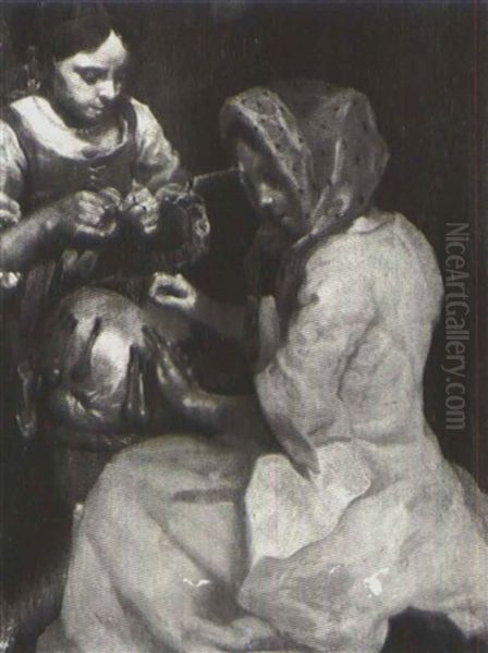 Two Women Making Lace - view 1