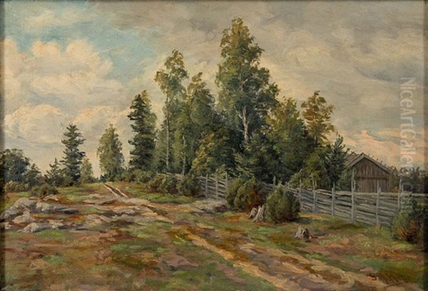 Summer Landscape With Roundpole Fence - view 1