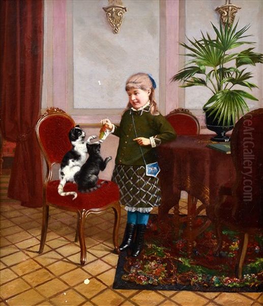 A Girl With Cats - view 1