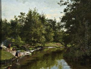 Laundry Spot By A River by Sigfrid August Keinanen