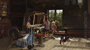 Scene From A Farmer's Cabin by Sigfrid August Keinanen