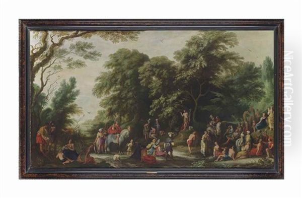 A Wooded River Landscape With Saint John The Baptist Preaching - view 1