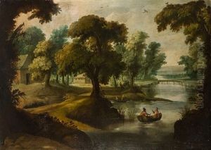 Paisaje Con Rio, Aldea Y Pescadores Paisaje Con Rio, Aldea Y Pescadores