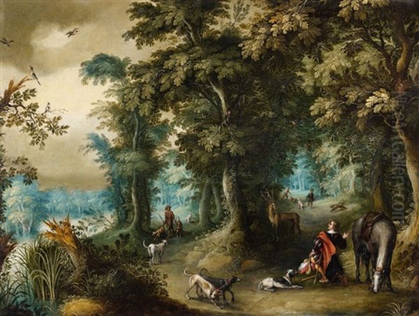 A Forest Landscape With Saint Hubert - view 1
