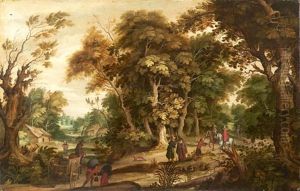 Groupes De Personnages Dans Une Foret by Alexander Keirincx