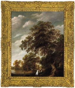 Diana Und Ihre Nymphen An Einem Teich In Einer Waldlandschaft (collab. W/cornelis Van Poelenburgh)