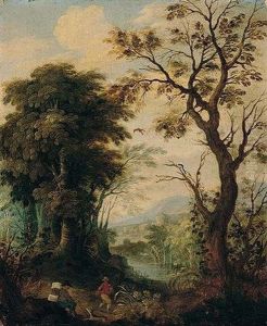 A River Landscape With Travellers On A Path, A Town In The Distance by Alexander Keirincx