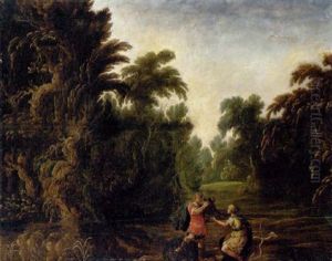 A Wooded Landscape With Meleager And Atalanta by Alexander Keirincx