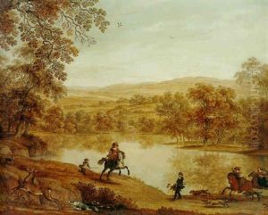 A Hunting Party By A Lake