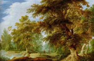 Shepherds And A Flock On A Path In A Wooded Landscape by Alexander Keirincx