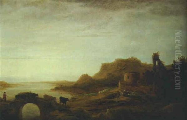 A Wooded River Landscape With Peasants With A Cart, And Travellers On A Path - view 1