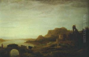 A Wooded River Landscape With Peasants With A Cart, And Travellers On A Path by Alexander Keirincx