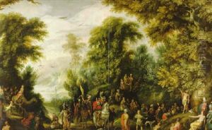 Waldlandschaft Mit Der Predigt Johannes Des Taufers by Alexander Keirincx