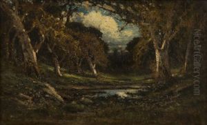 Pond In A Forest Interior by William Keith