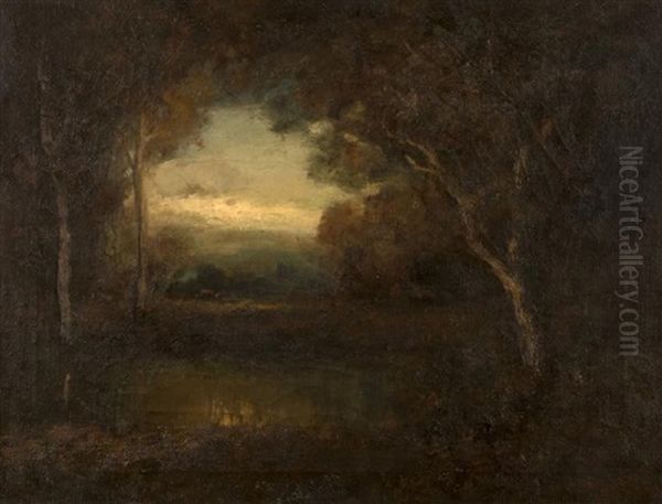 Wooded Landscape With Pond And Cattle - view 1