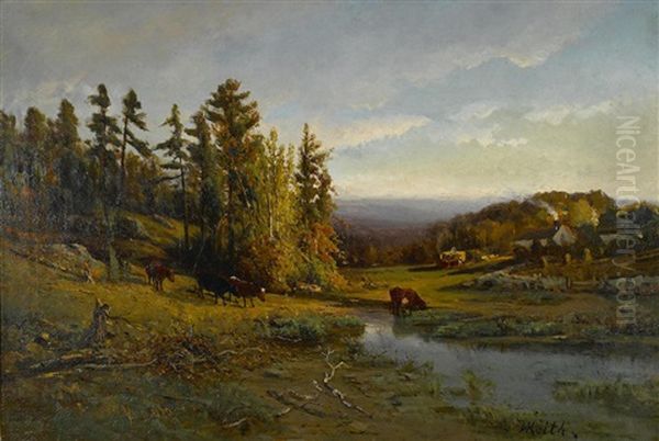 Pastoral Landscape With Cows Heading To Water - view 1