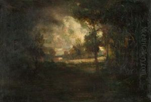 House Through Trees In A Tonalist Landscape